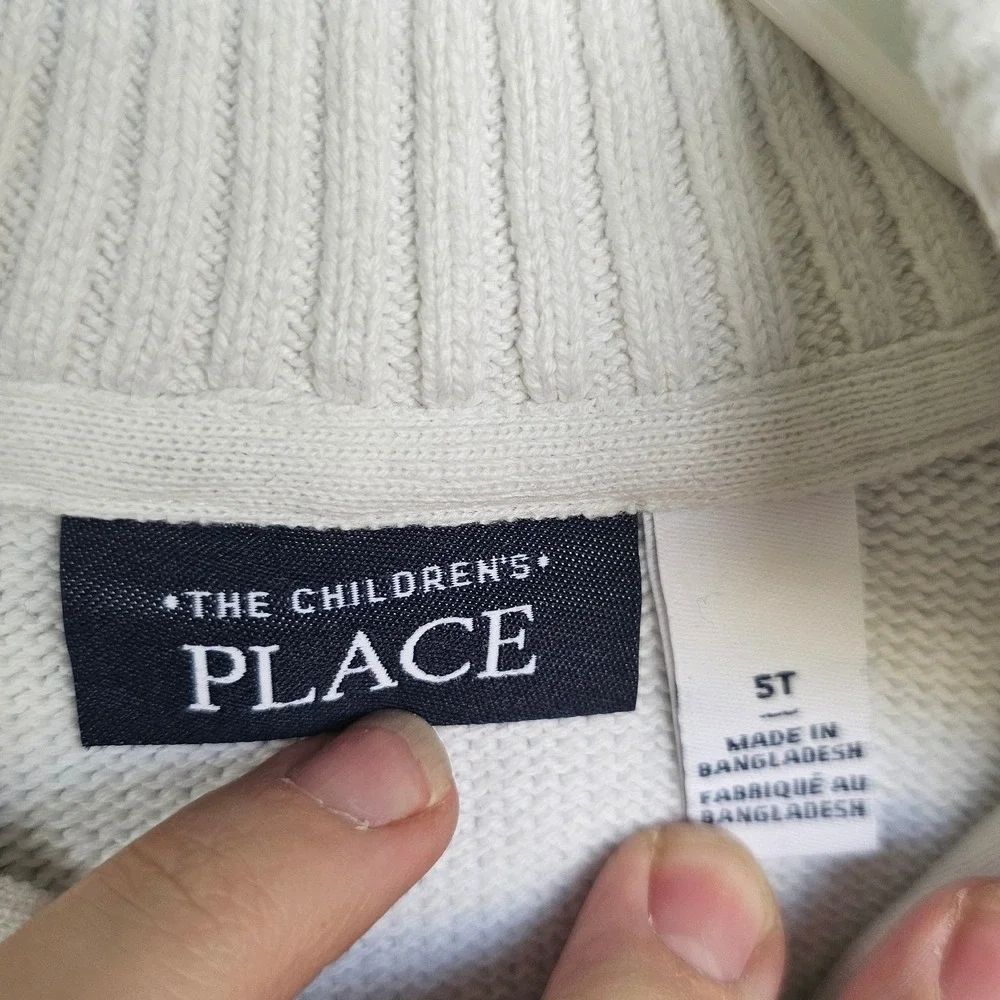 100% cotton The Childrens Place‎ Boys Fair Isle Quarter Zip Sweater Black 5T